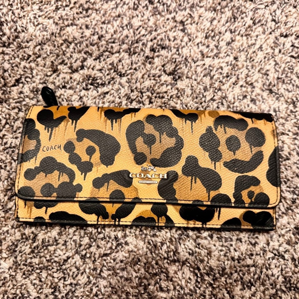 Coach Tan and Black Animal Print Satchel with Wallet - Picture 5 of 9